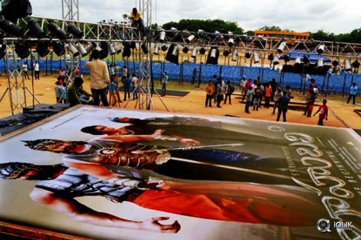 Rajamouli at Baahubali Movie Audio Launch Arrangements